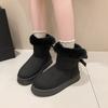 2025 New Bow Decoration Casual Women's Snow Boots Thick Sole Plus Size Warm Cotton Shoes