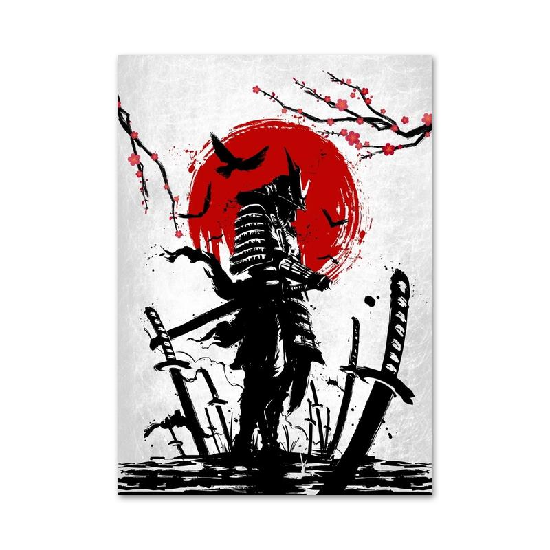Retro Japanese Samurai Canvas Painting Abstract Warrior Panda And Geisha Poster and Prints Wall Art Pictures for Home Decoration