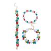 Layered Christmas Bracelet Set Red Green Stackable Bracelets Sweet Beaded Hand Chain  Holiday Party