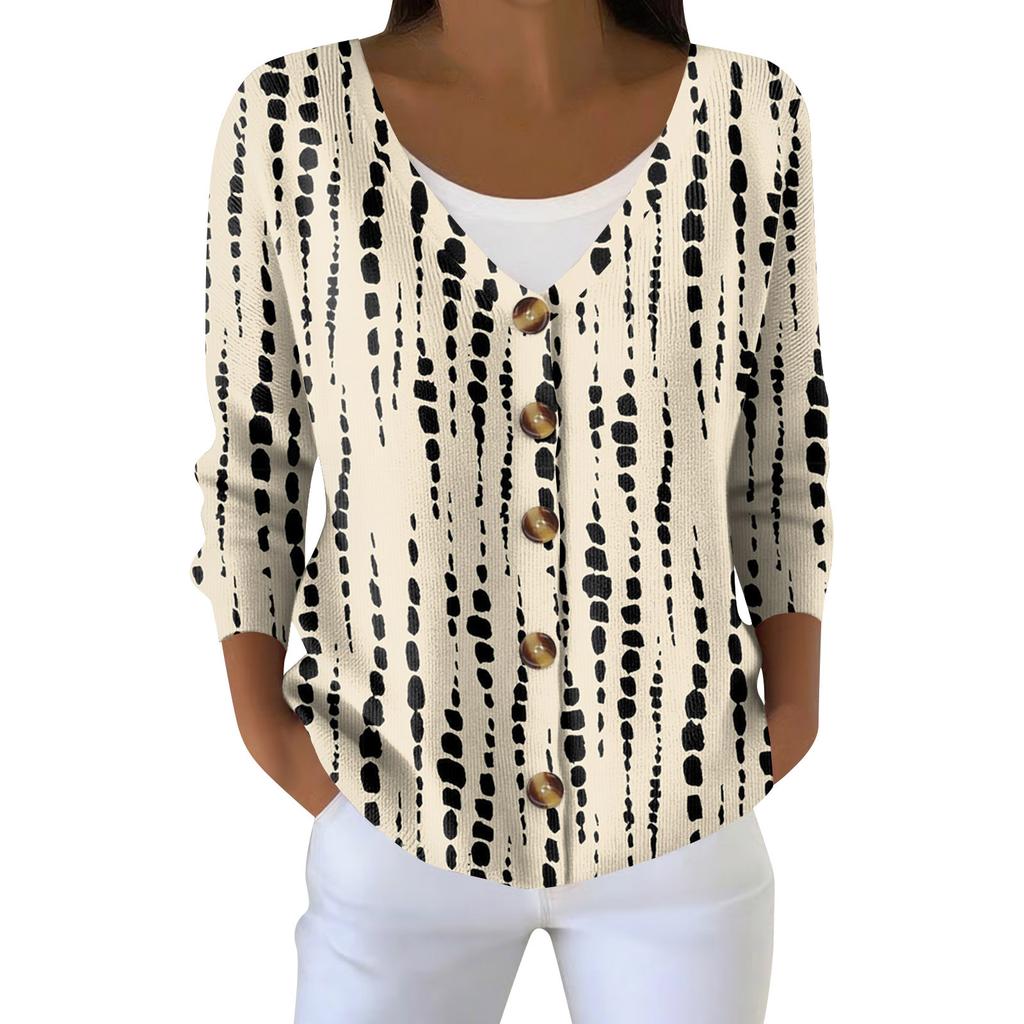 Damemote Langermet Christmas Snowman Snowflake Print Jakke Cardigan