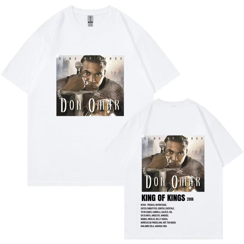 2026 Summer Fashion Trendy Tee Rapper Don Omar King Hip Hop Graphics T-shirts Men Women Double Sided Print Y2K Short-sleeved Tee