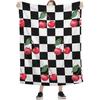 Checkerboard Cherry Blankets for Couch Sofa Bed Throw Blanket Super Soft Lightweight Warm Gift for Women Men Kids Indoor Home Decor 40X50in