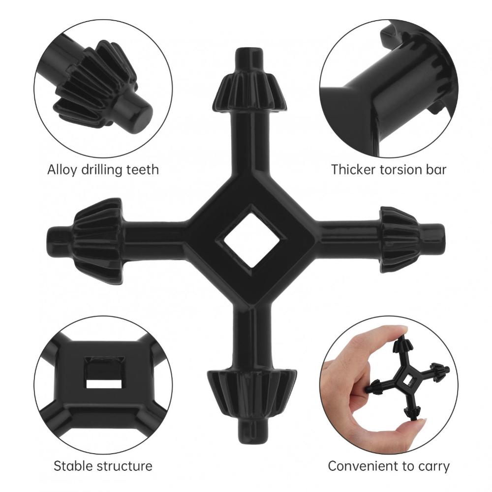 Kryssnyckel 4 i 1 Borrchucknyckel 4-vägs Chucknyckel för de flesta borrmaskiner / elverktyg med storlek 6 mm 9 mm 10 mm 13 mm