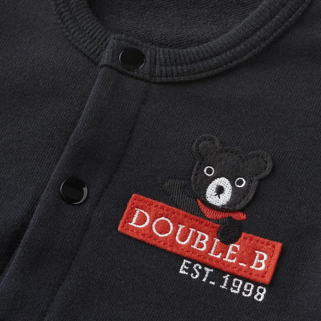 Miki House Double B Coverall Romper Long Sleeve Plain Bear Made In Japan Boys Girls Baby Infant Baby Clothes Clothes 80cm Black [Miki House]