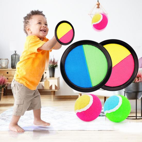 Kids Toss Catch Ball Toy with Adjustable Band Paddle Indoor Outdoor Backyard Parent-children Interactive Sticky Ball Throwing Game Toddlers Boys
