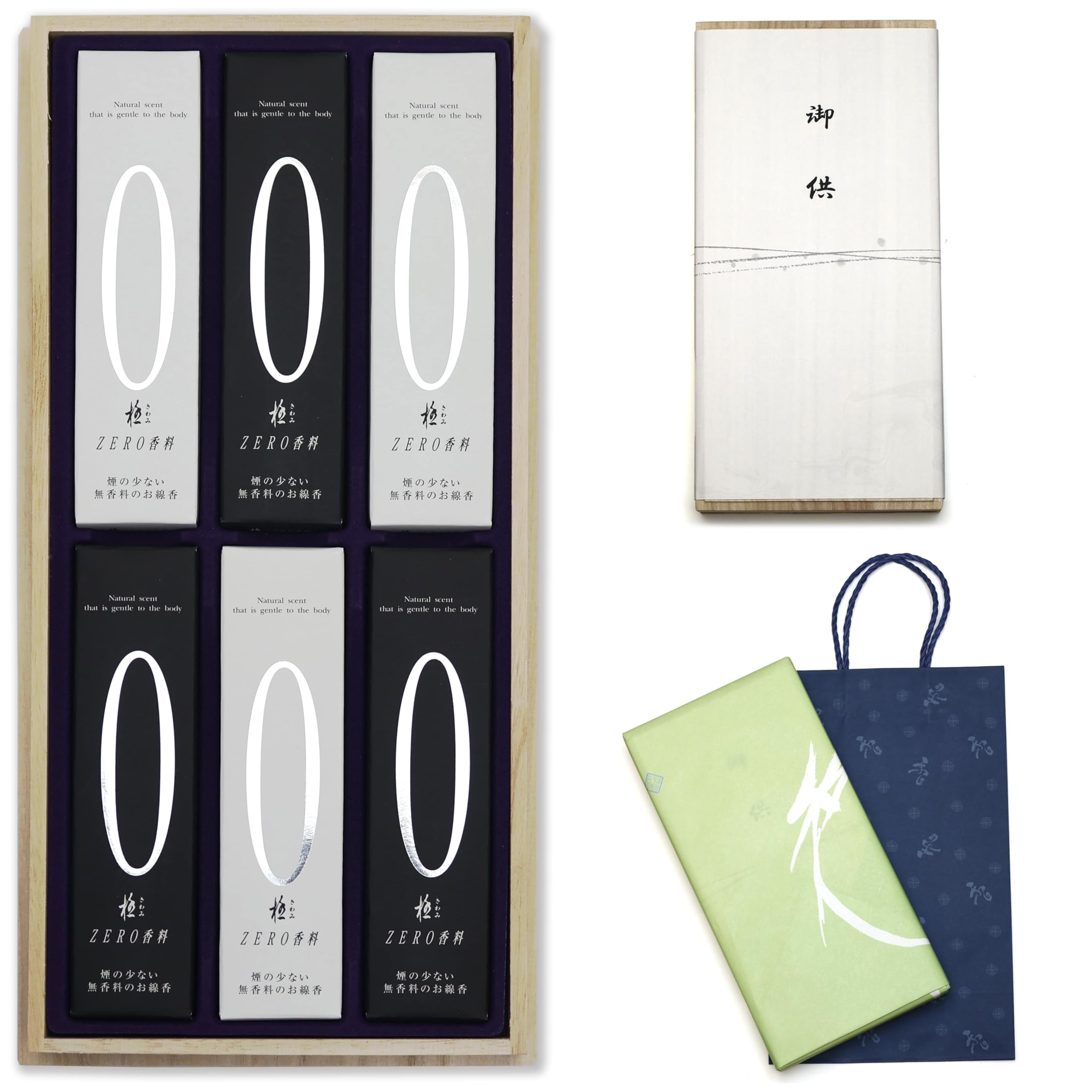 

Sympathy Incense Gift Set in Paulownia Wood Box [Goku Zero, 2 Types, Sandalwood, with Inner Wrapping and Carry Bag] Made in Japan, Low Smoke, Perfect