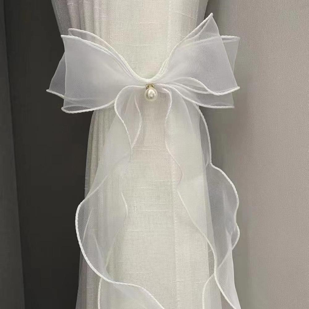 

Translucent Curtain Buckle with Pearl Curtain Rope Holders New Bow Curtain Tieback Home Decor белый
