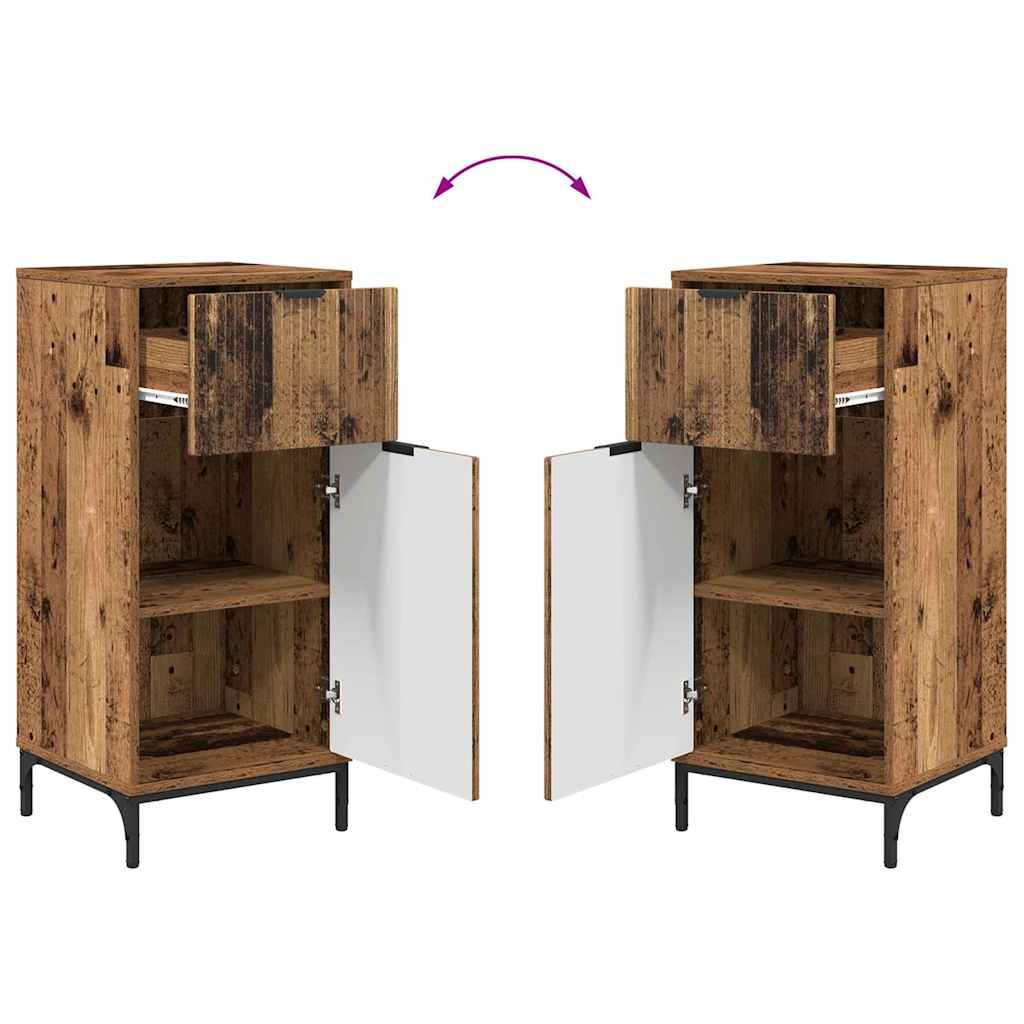 Bathroom Furniture Set with Door 2 pcs Reclaimed Wood Plywood and Metal