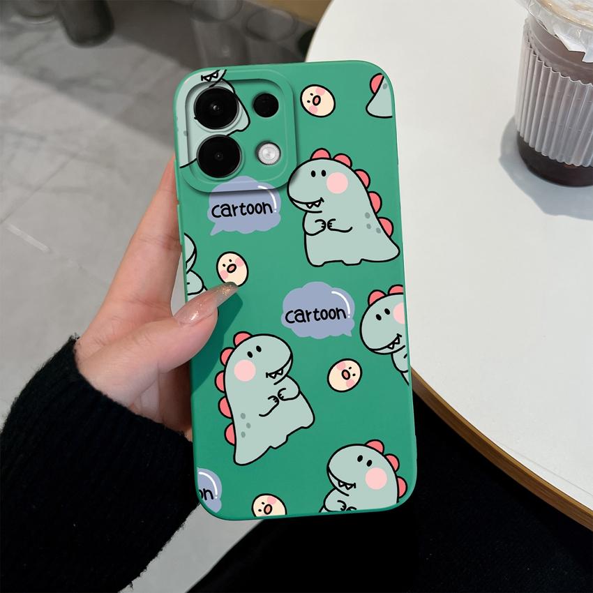 For Oppo Realme 7 10 8 9 5 6 Pro Plus K13 A5 A5X Phone Covers Cute Dinosaur Patterns Liquid Silicone Anti Drop Premium Protection Cases For Oppo Shell