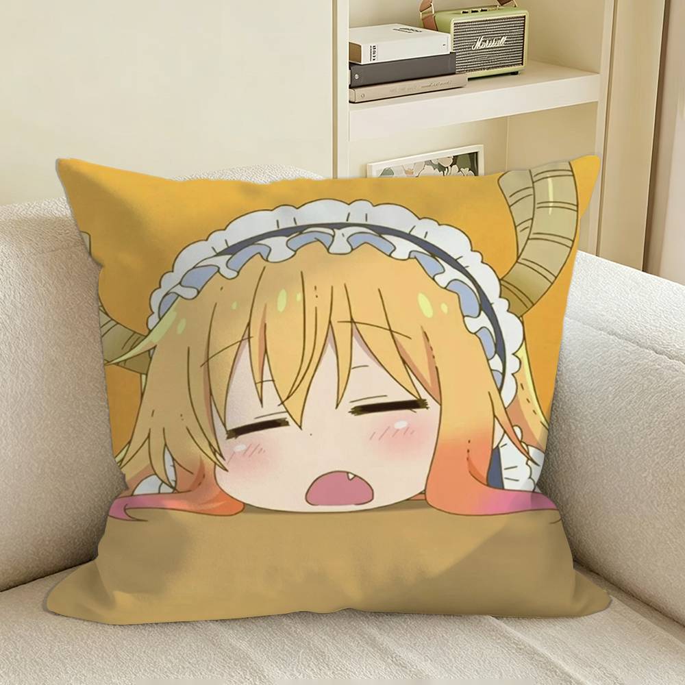 Anime Dragon Maid TTohru Square Sofa Pillow Cover Solid Color Living Room Home Decor Cushion Case