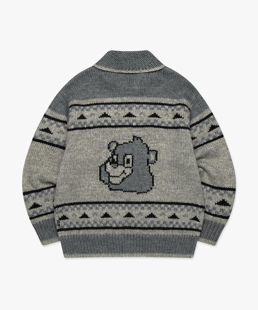 Lmc Bear Zip-Up Cowichan Knit Sweater Gray