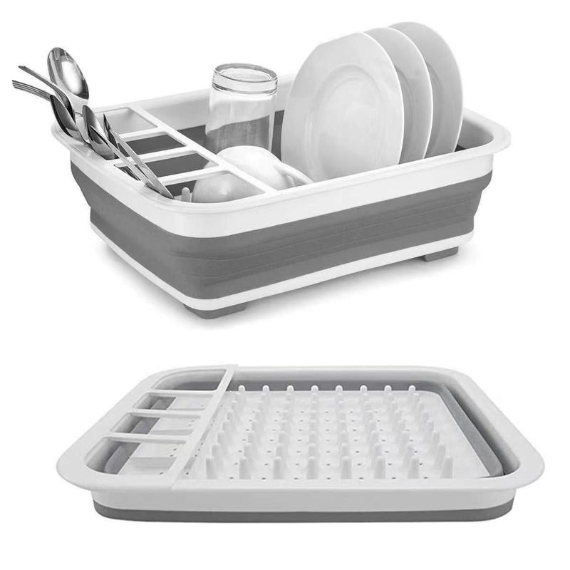 Foldable Dish Rack Space Saving Countertop Organizer Foldable Cutlery Rack Portable Kitchen Storage Drying Solution