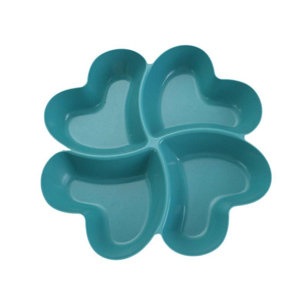 4-Compartment Appetizer Serving Platter Wheat Straw Unbreakable Food Storage Tray Four Leaf Clover Shape Snacks Serving Dish