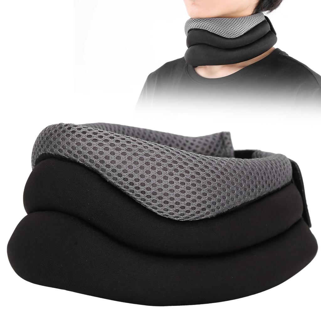 Sponge Neck Collar Breathable U Shaped Pillow Neck Support Brace for Sleeping Black Gray