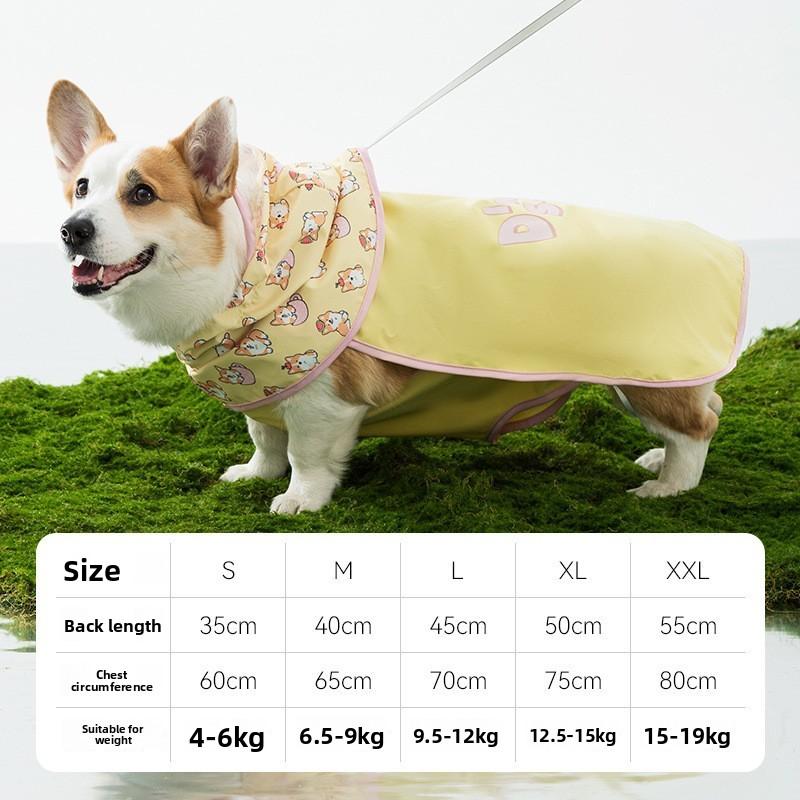 2026 Full Coverage Color Block Dog Raincoat Four Leg Waterproof Coat For Corgi Dachshund Small Medium Dogs Outdoor Wear