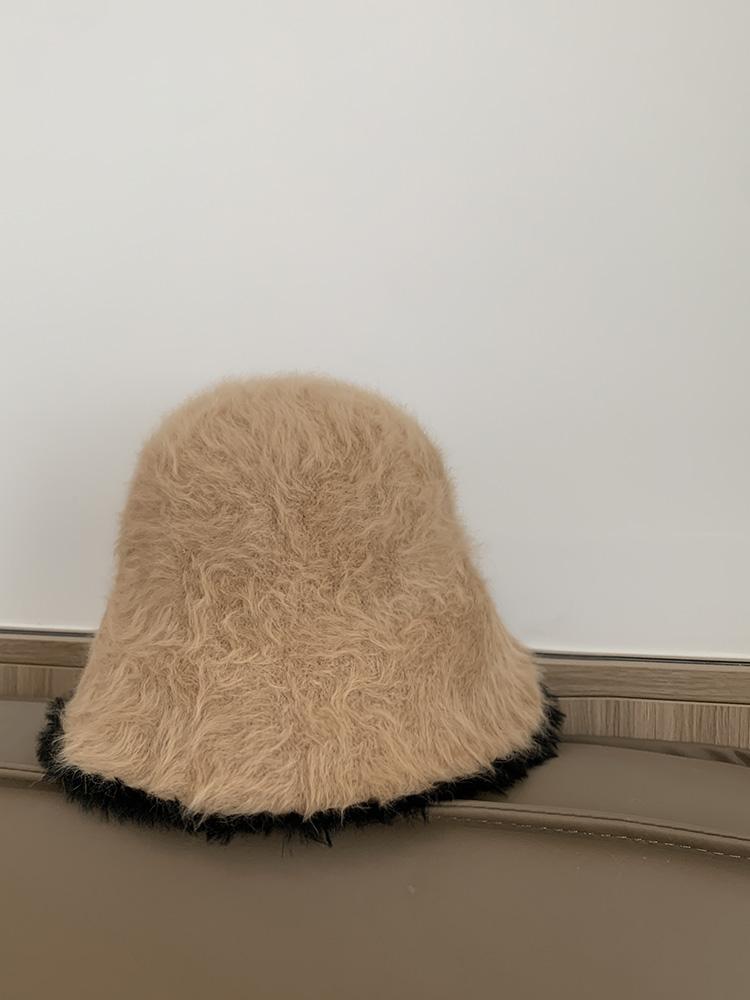 

Женская плюшевая шляпа-ведро из кроличьего меха, новая осенне-зимняя, с черной окантовкой, в тон, шляпа-ведро с плюшевой лицевой частью, шляпа-тазик Adult (56-58cm) верблюд