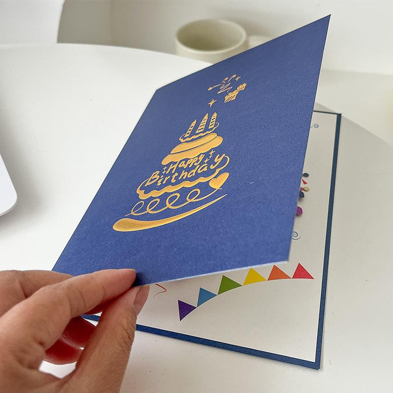 3D Pop-up Happy Birthday Card Hollow Paper Carving Birthday Greeting Card for Kids Friends Family Creative Birthday Gifts Cards
