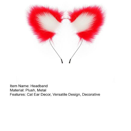Plush Cat Ear Headband Durable Metal Hairband Versatile Design Hair Hoop Cosplay Props Hair Accessory