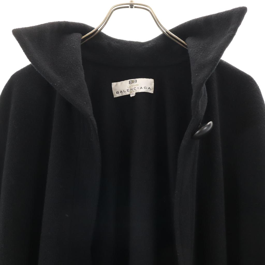 La Mode BALENCIAGA 90s Made In Japan Old Long Poncho 38 Black Cape Coat Women Used