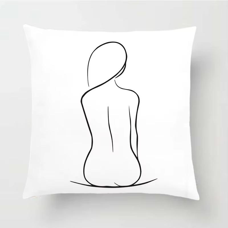 Abstract Women Cushion Cover Nordic Line Drawing Pillow Cover Yellow Girl Bedroom Chair Sofa Cushion Case Home Decor Pillowcase