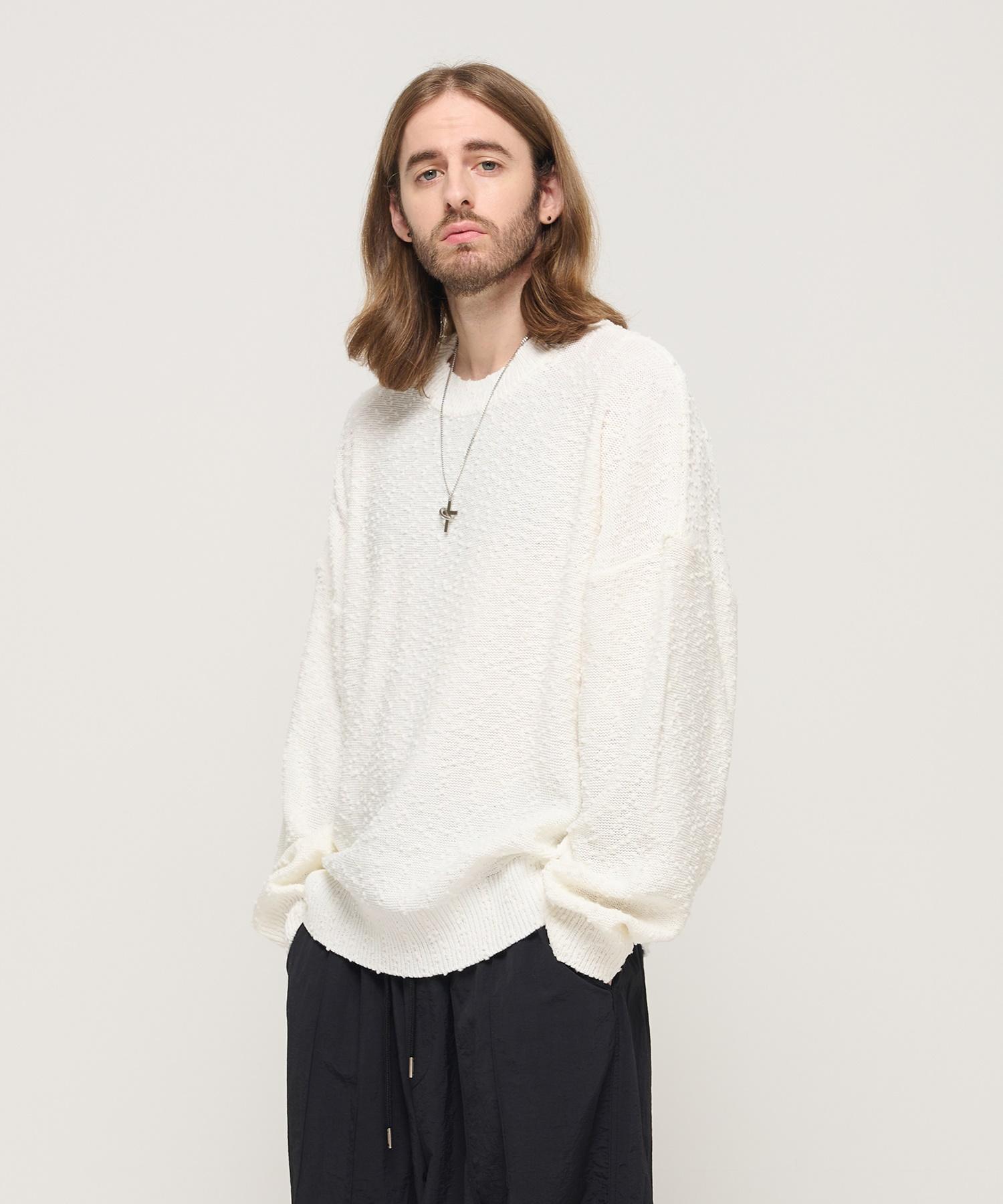 Cargo Bros Drop Block Knit Semi-Over Knit (White) Free