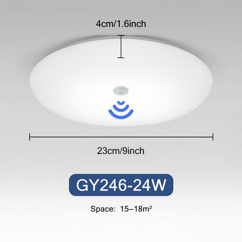 

Светодиодный потолочный светильник с автоматическим датчиком движения PIR, умное домашнее освещение 13 Вт, 18 Вт, 24 Вт, 36 Вт, радар, потолочный светильник для спальни, прихожей Warm White