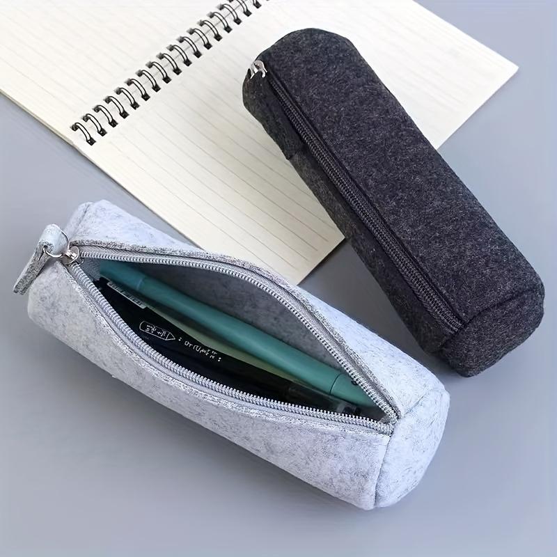 Felt Pencil Cases in Dark Gray and Light Gray, Felt Stationery Organizer, Felt Cosmetic Storage Bag, Office Supplies Organizer