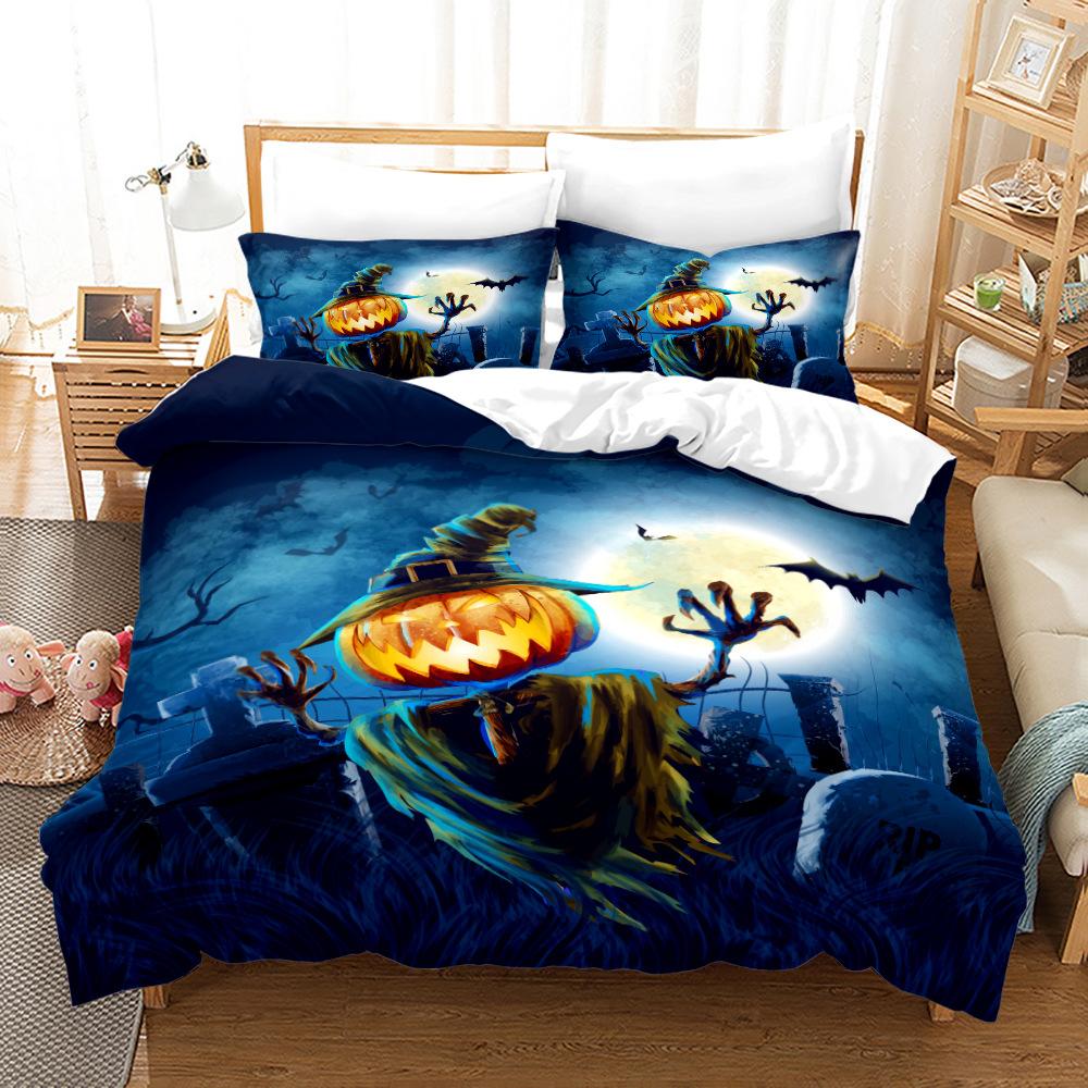 3D Halloween Bedding Set Pumpkin Ghost Quilt Cover Pillow Case 2 or 3 Pieces DE135 * 200 Halloween Atmosphere Decoration Soft Home Decoration
