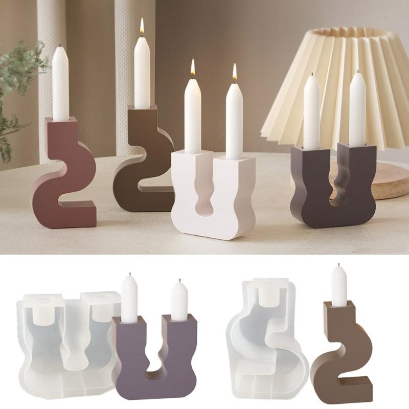 Silicone Resin Molds Candle Holder Molds S/U Shape Craft Mold Silicone Candle Base Molds Suitable for Candle Holder