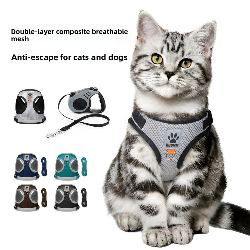 Pet Harness With Double Layer Mesh Reflective Breathable For Dogs And Cats