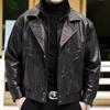 Men's Slim Fit Plus Velvet Leather Jacket - Autumn/Winter Motorcycle Style with Stand Collar, Korean Trend Casual Wear.