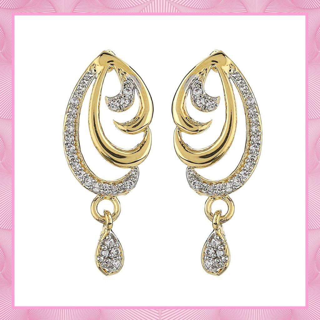 Elegant Estele Women's Drop Earrings In Gold and Silver Plated with Crystals