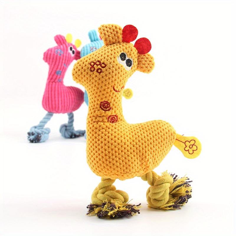 Cute Plush Giraffe Rope Pets Small Dogs Squeaky Interative Toys Deer Dolls Puppy Playing Chew Bite Toy Dog Training Accessories