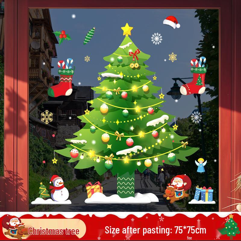 Christmas Static Cling Glass Stickers: Festive Room Decorations and Scene Arrangements.