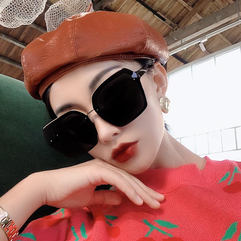 Palang's new large-frame square-shaped thin big-face polarized sunglasses women's glasses trendy face small-street shooting sunglasses