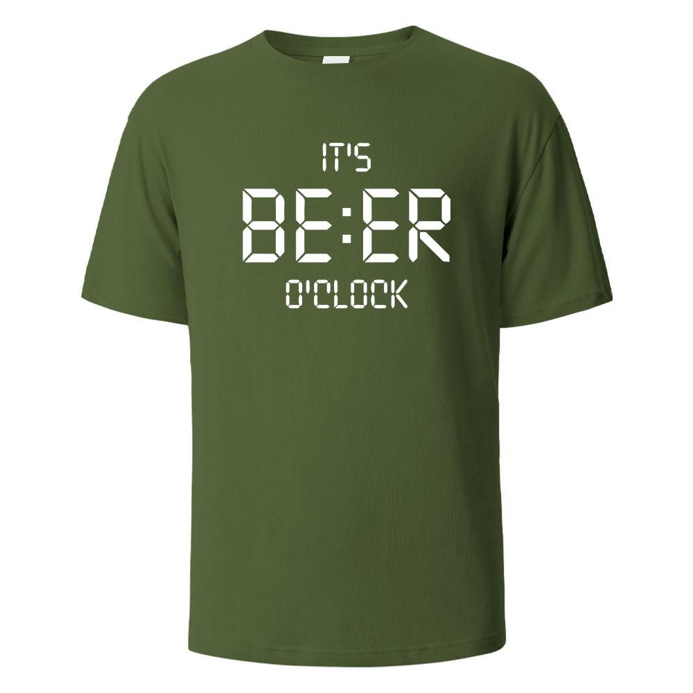 Its Beer Oclock Print TShirt 100 Cotton Summer Tees For Men Women Oversize Casual Tops