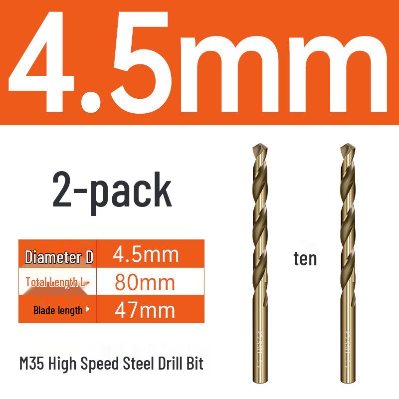 M35 Cobalt Twist Drill Bits Set for Stainless Steel, High Hardness, Straight Shank, Hand & Electric Drills