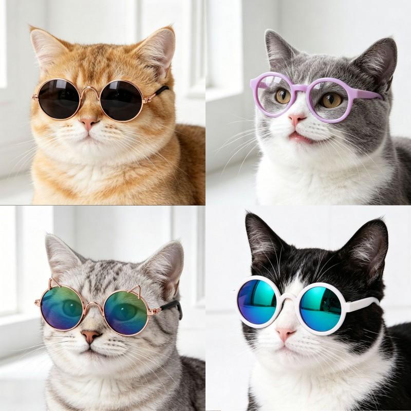 Pet Sunglasses Cats Dogs - Cute Cartoon Style Goggles Plastic Accessories In Multiple Colors Frames