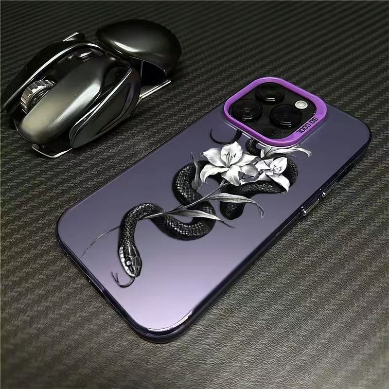 The New Black Snake Wrapping Flower Is Suitable for Iphone17 Mobile Phone Case Apple 15promax/14 Anti-drop 13pro16 Europe and America