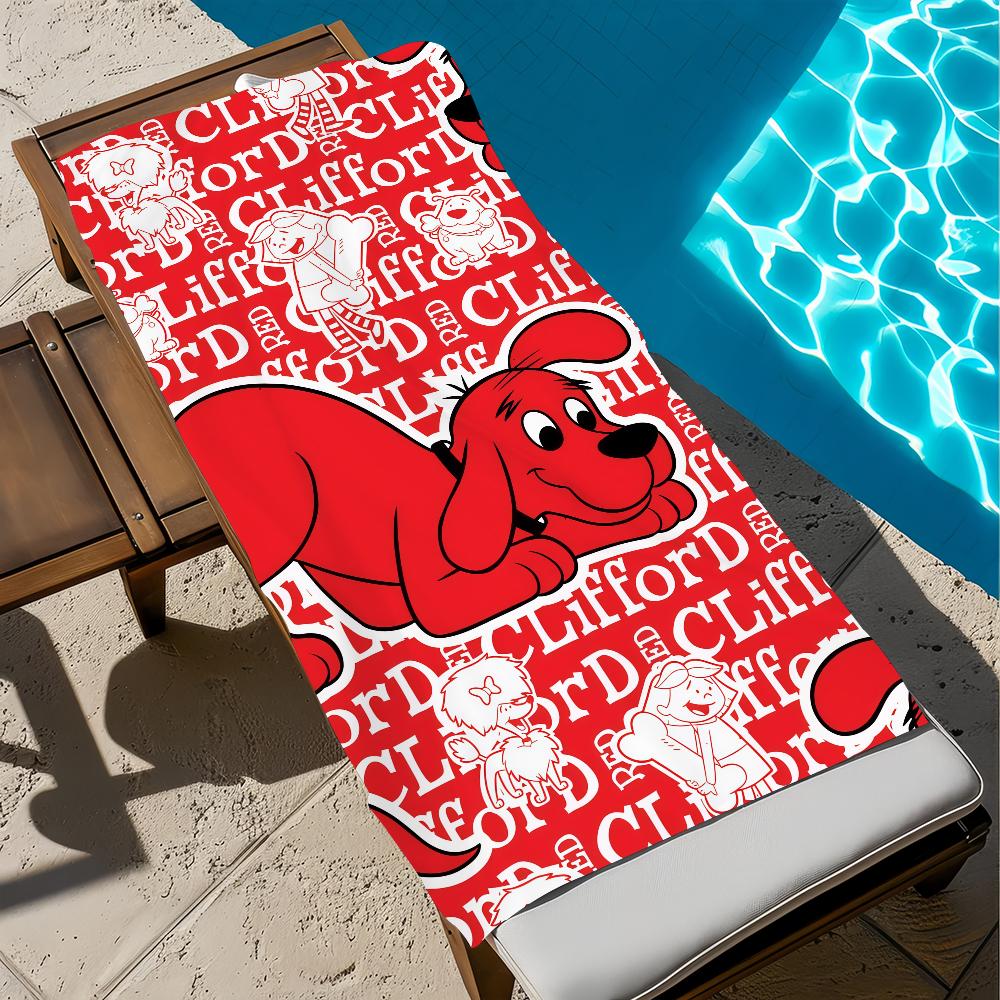 C-clifford B-big cute R-red Dog Towel Large Quick-Drying Microfiber soft Beach Towel for Travel Fitness Sauna Bathing Camping