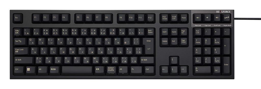 REALFORCE Topre R3S Keyboard 45g Wired USB Full Size Capacitive Contactless Windows Laser Printing Kana Japanese Layout 112 Keys Black R3SA31