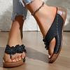 Fashion Vintage Clip Toe Womens Wedge Sandals Lightweight Flowers Decor Platform Slippers Women Plus Size Non Slip Thick Sole Sandles 43