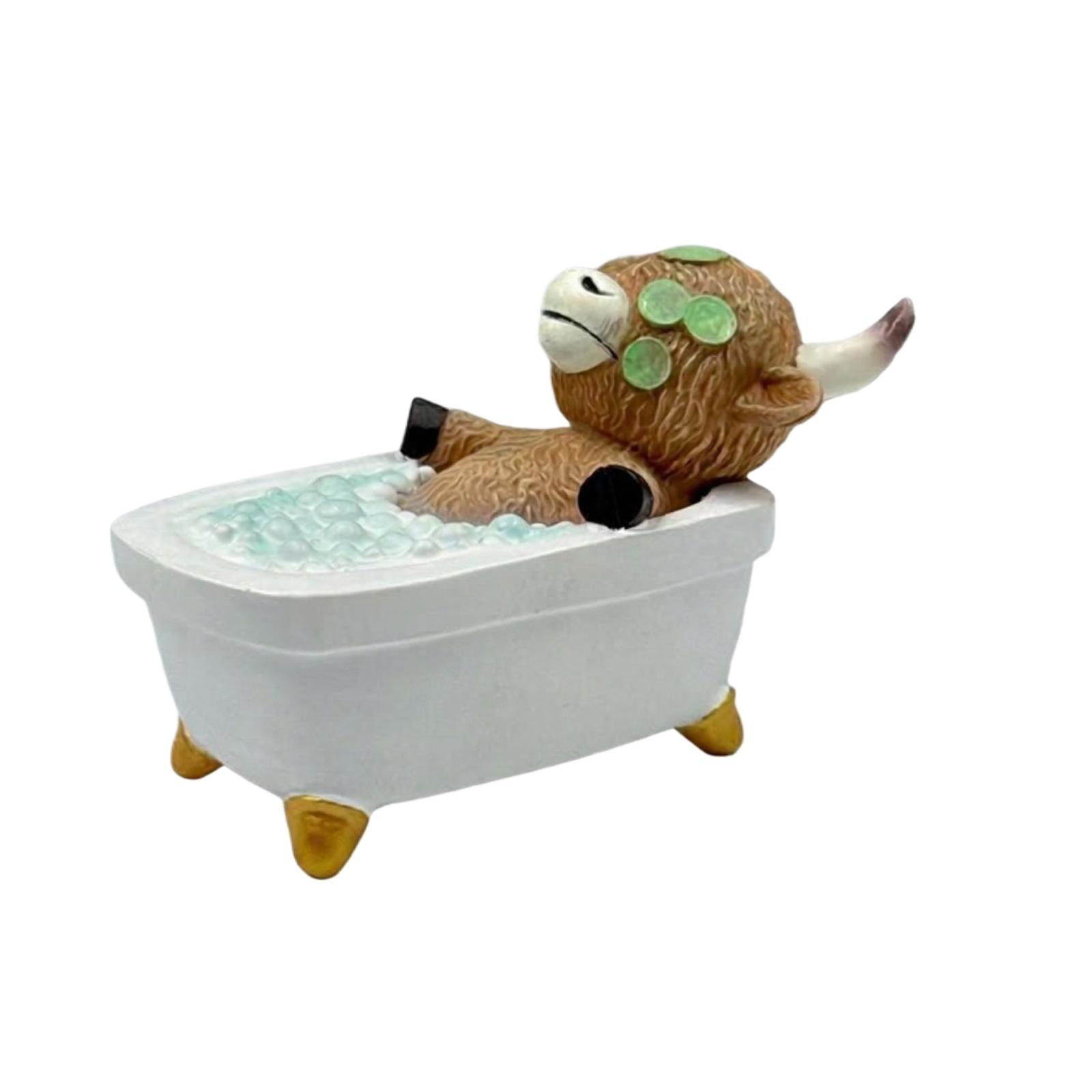 Decor Desktop Resin Bathroom Bathing  Bull Statue Ornament Holiday Decoration One Size