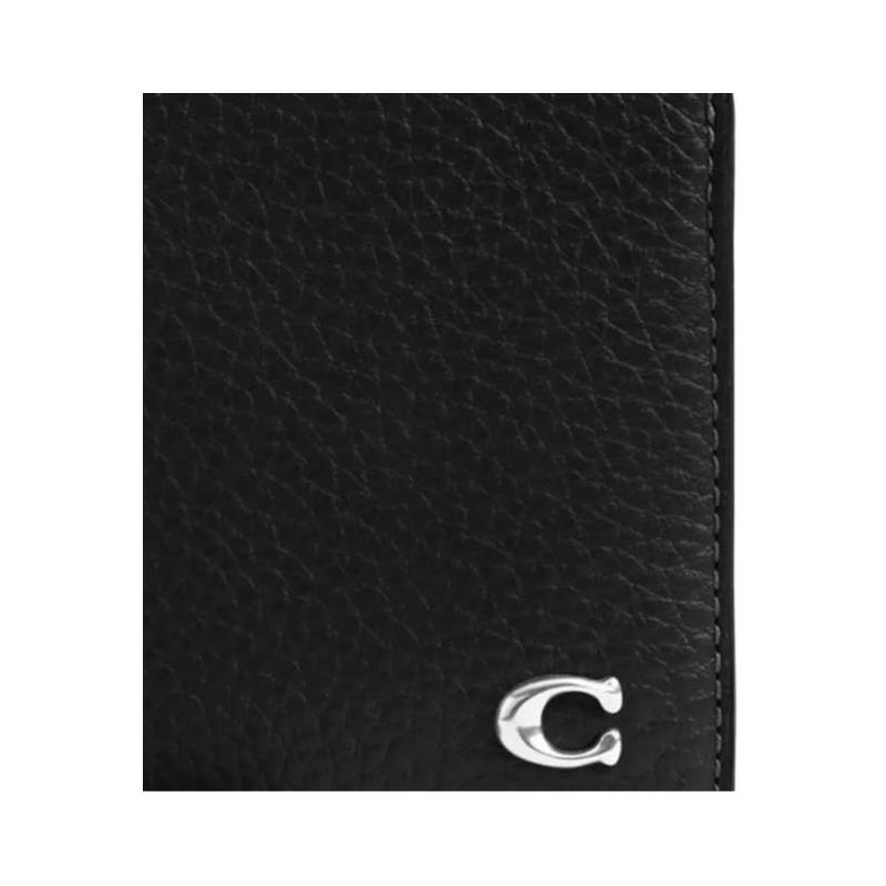 COACH 11 flip closure chain cow leather wallet men's black black