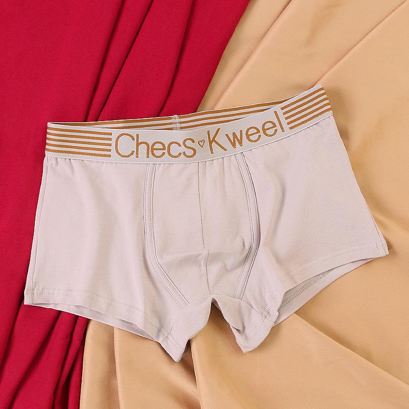 Men Boxers Elastic Mid Waist Letter Pattern Soft Breathable U Convex Quick Dry Moisture-wicking Firm Stitching Men Underpants Underwear