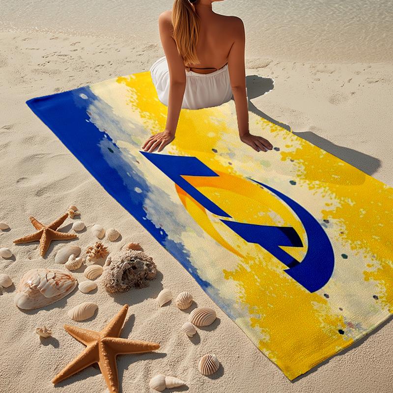 Rams Team Spirit Beach Towel, Quick-drying, Easy to Care for, Use for Both Fitness and Beach Vacations,Sports Essential Fan Gift