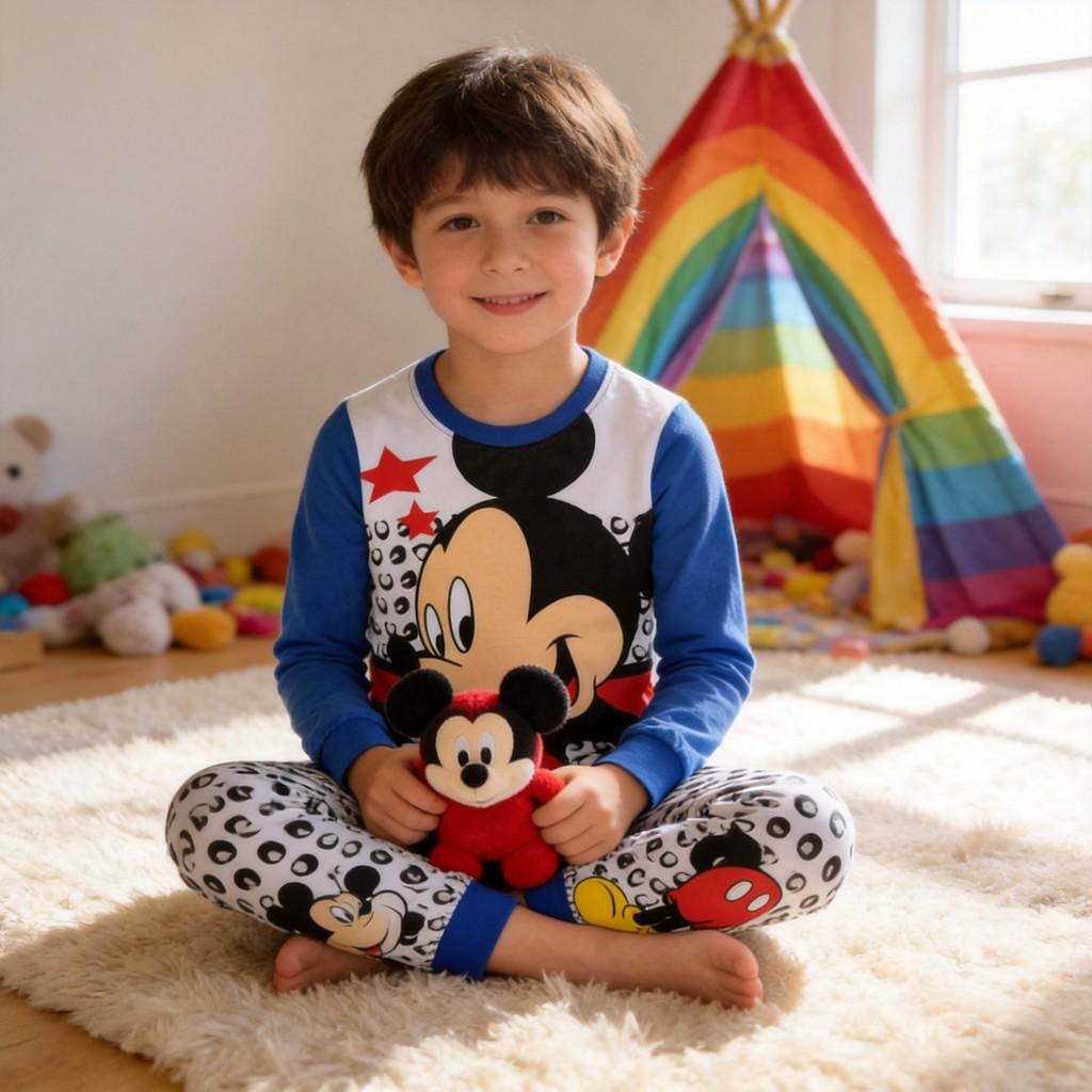 Mickey Minnie Mouse Girls Pajama Set With Cotton Fabric And Warmth For Sleepwear Comfort