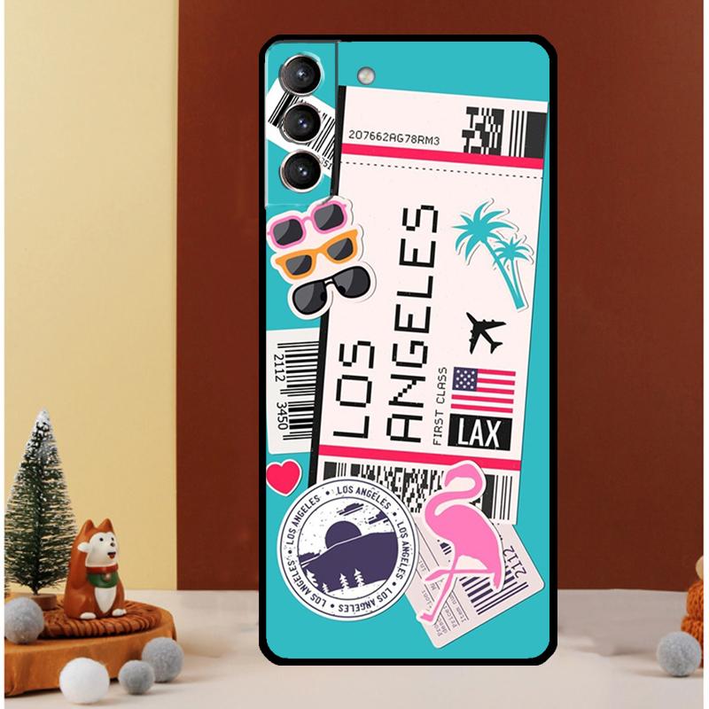 Travel Boarding Pass Tokyo Case For Samsung Galaxy S24 Ultra S23 S22 S21 S20 FE Note 20 S8 S9 S10 Note 10 Plus Cover