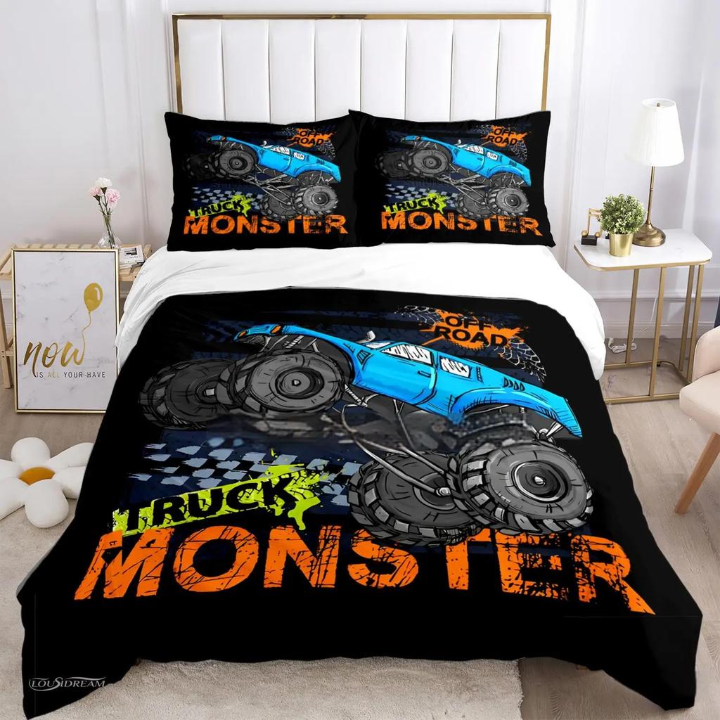 Cartoon Monster Truck All Season Duvet Cover Comforter Bedding Sets Soft Quilt Cover and Pillowcases SingleDoubleQueenKing