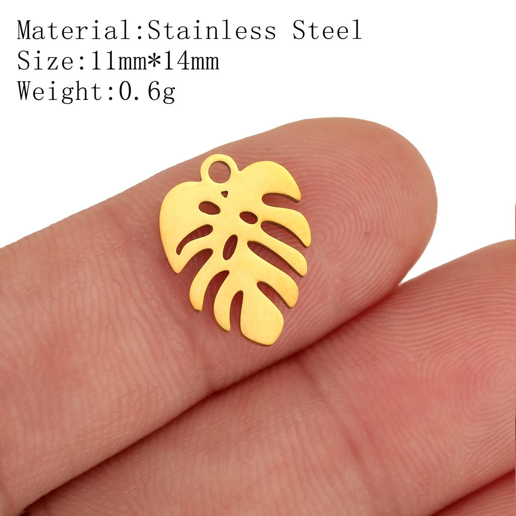 5Pcs Pineapple/Monstera Leaf/Tropical Hawaii Palm Tree Charms Stainless Steel Conch Pendant DIY Bracelet Necklace Jewelry Making